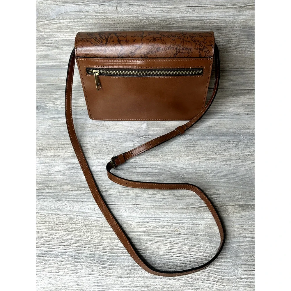 Patricia Nash Laurentina Signature Map Leather Bag Crossbody Purse w/DustBag